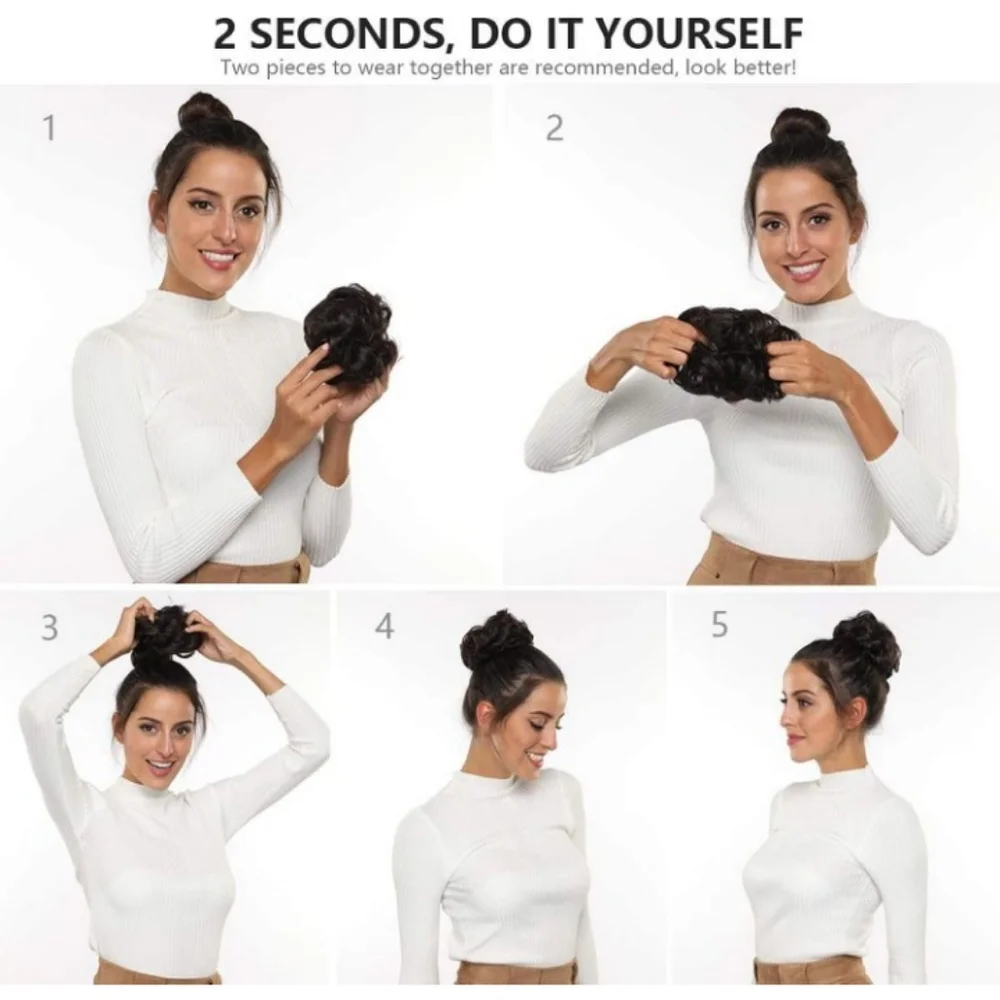 Blooming Hair Medium Brown Messy Bun Exten…